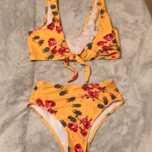 Yellow high waisted bathing suit